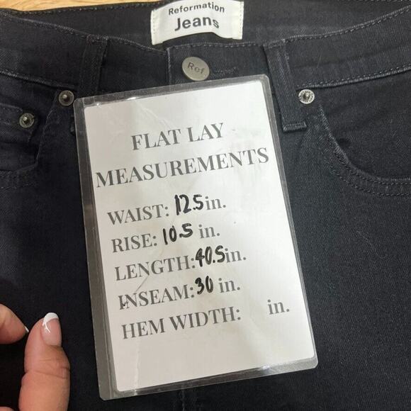 Reformation Jeans High Waisted Skinny Distressed Skinny Jeans in Faded Black 25 - Picture 11 of 11